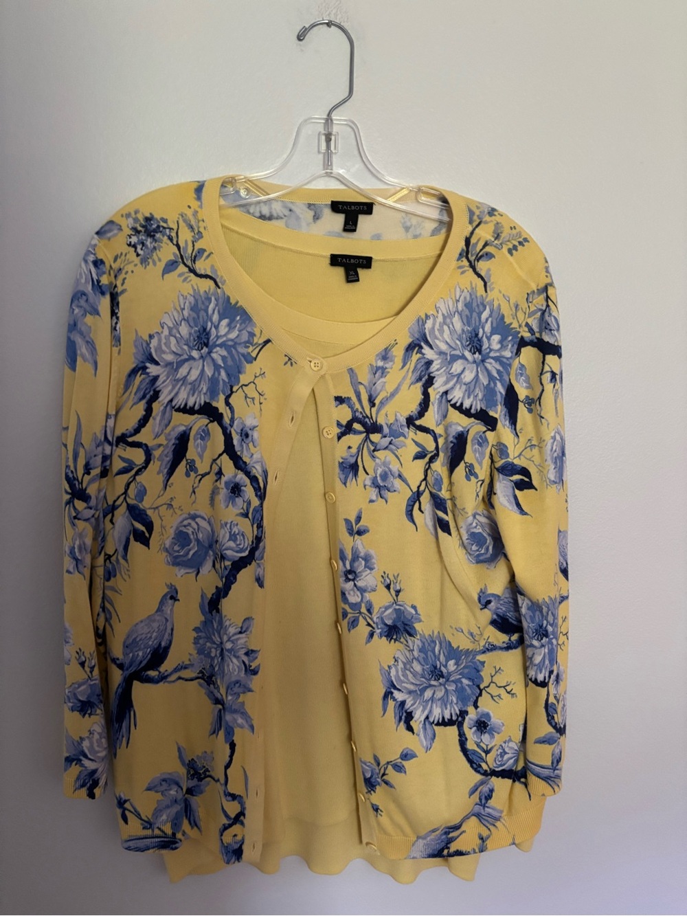 Talbots Yellow and Blue Floral Cardigan Set